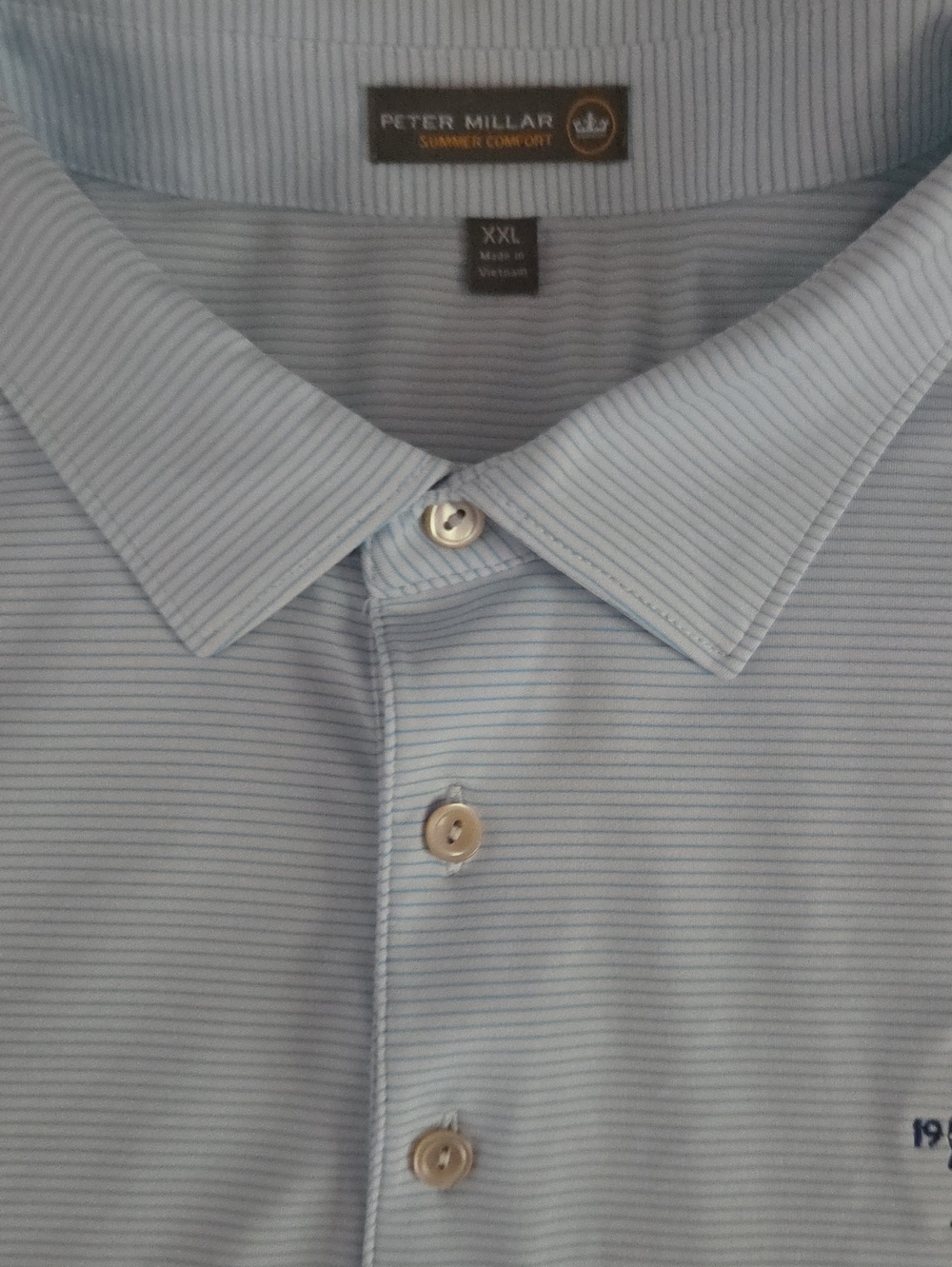 Peter Millar Bob O'Link Golf Club 1916 Polo Shirt Mens XXL Blue Stripe